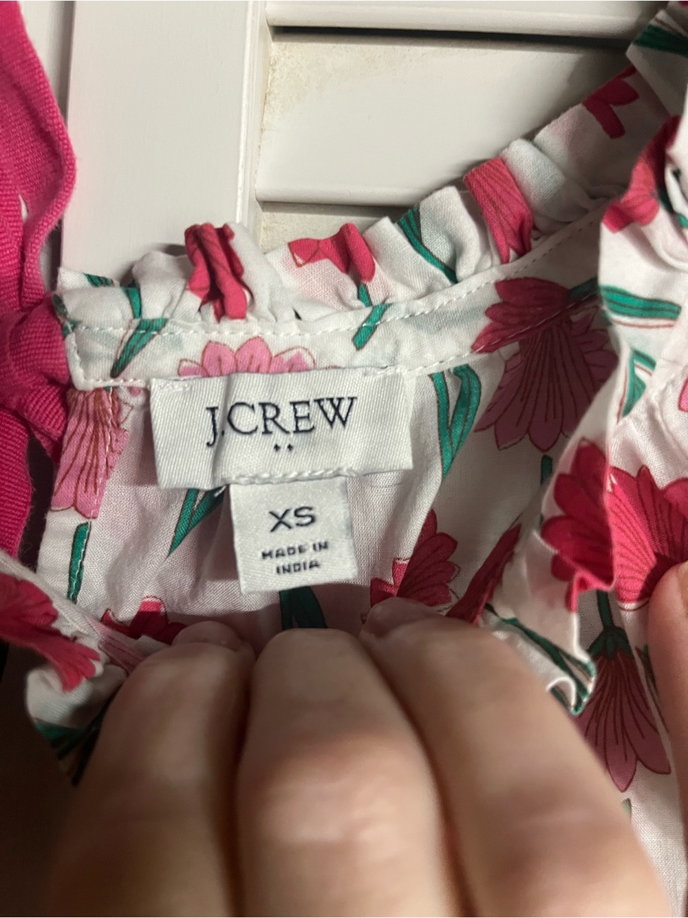 J. Crew White Blouse with Pink Floral Print - Picture 3 of 8